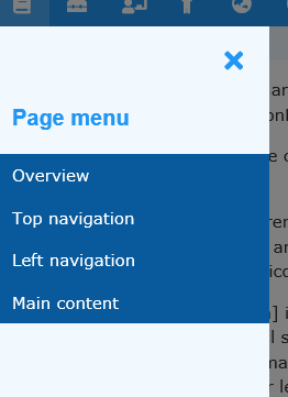 Left navigation popup.